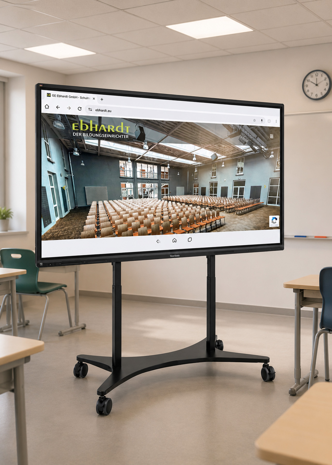 Interaktive Tafel mit mobilem höhenverstellbaren fahrbarem Untergestell